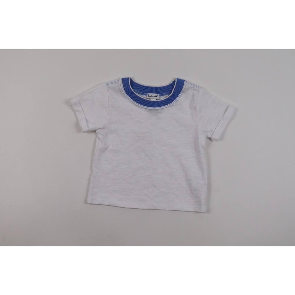 Splendid Ringer Tee Shirt White Blue Trim 18-24M Cotton